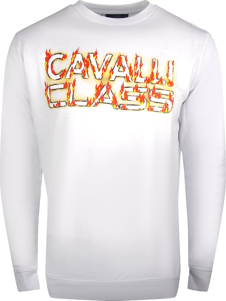Cavalli Class Fire Logo Design Wei�es Sweatshirt