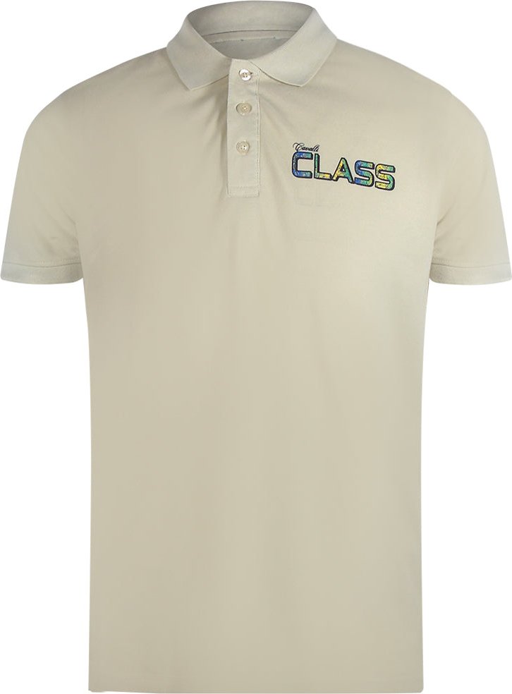 Cavalli Class Poloshirt Mit Leuchtendem Blumenlogo In Beige Und Sand