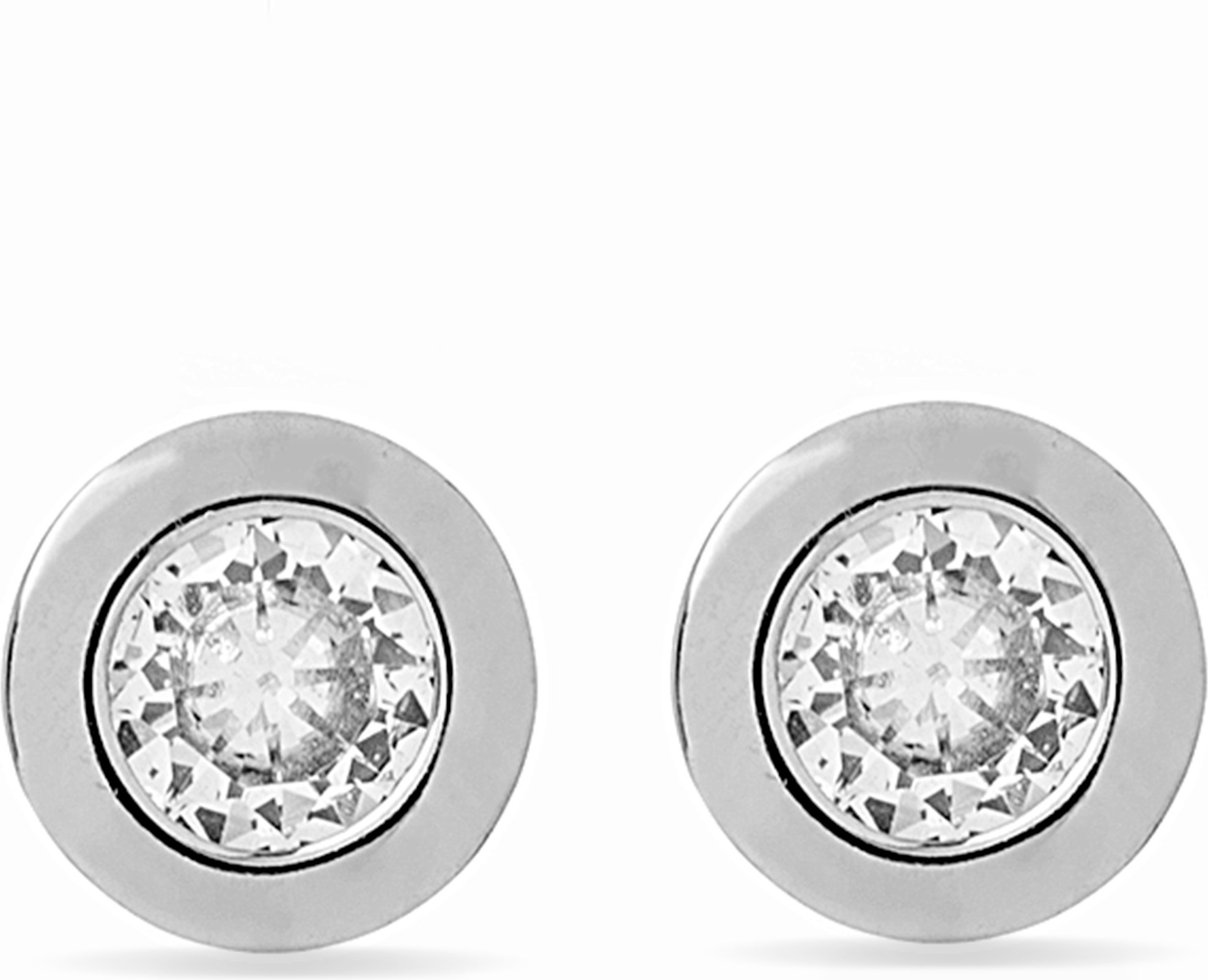 Luxenter Ohrringe, 925er Sterlingsilber und rhodinierter, glänzender Zirkoniaknopf