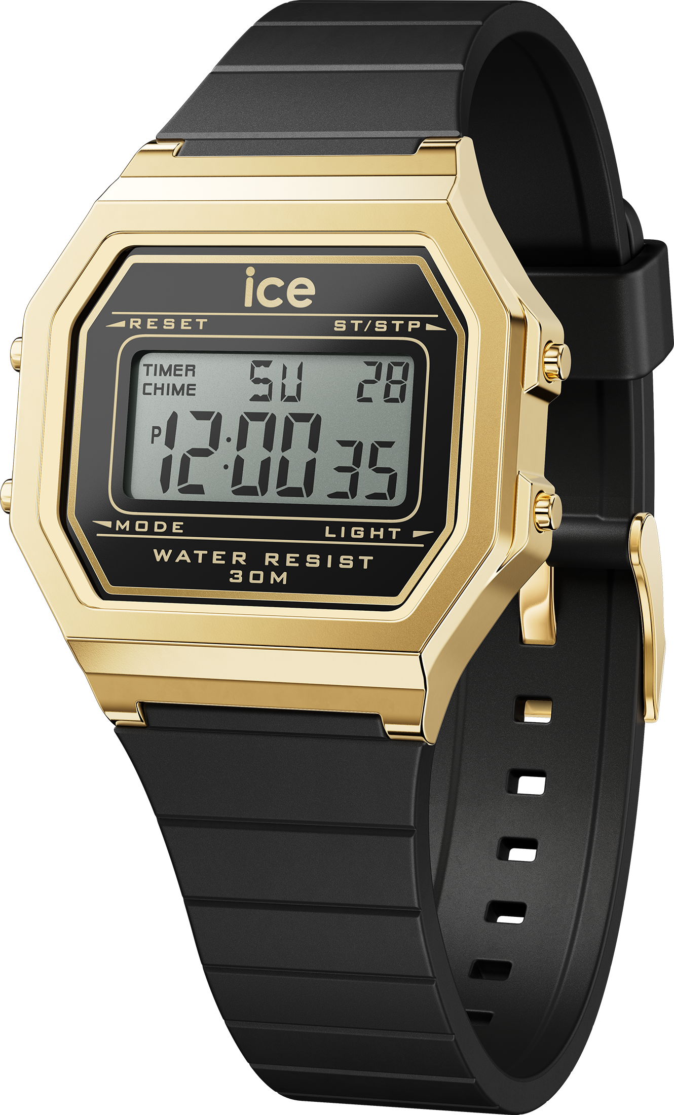 Ice Watch Ice Digit Retro - Black Gold Schwarz Damen Armbanduhr 022064 - S