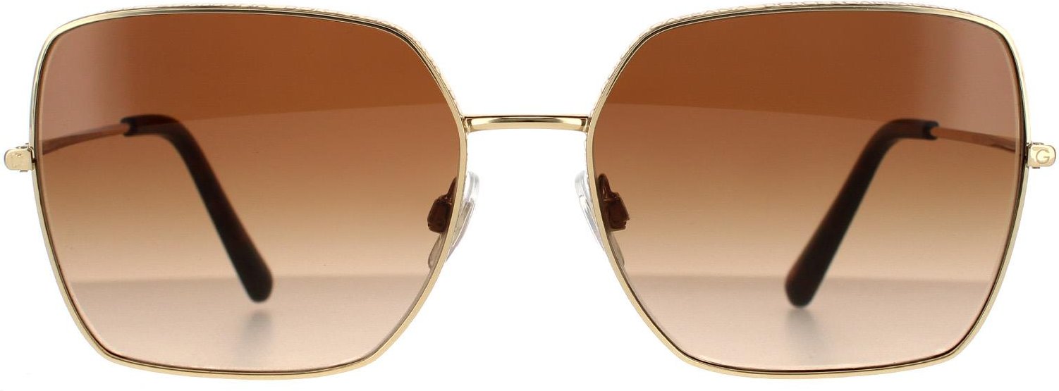 Dolce & Gabbana Square Womens Gold Dunkelbraun Gradient Sonnenbrille