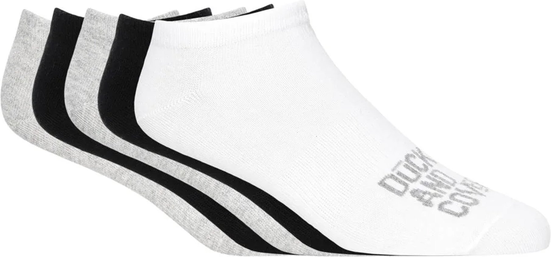Duck and Cover - "Fubel" Sneaker-Socken für Herren(5er-Pack) (Schwarz/Weiß/Grau)