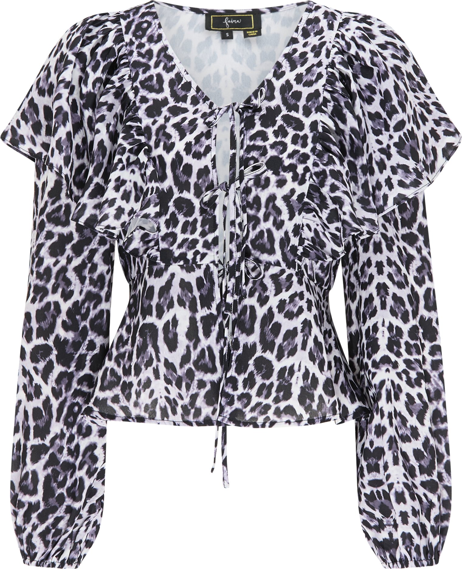 Faina Bluse Damen Schwarz Weiss Leo