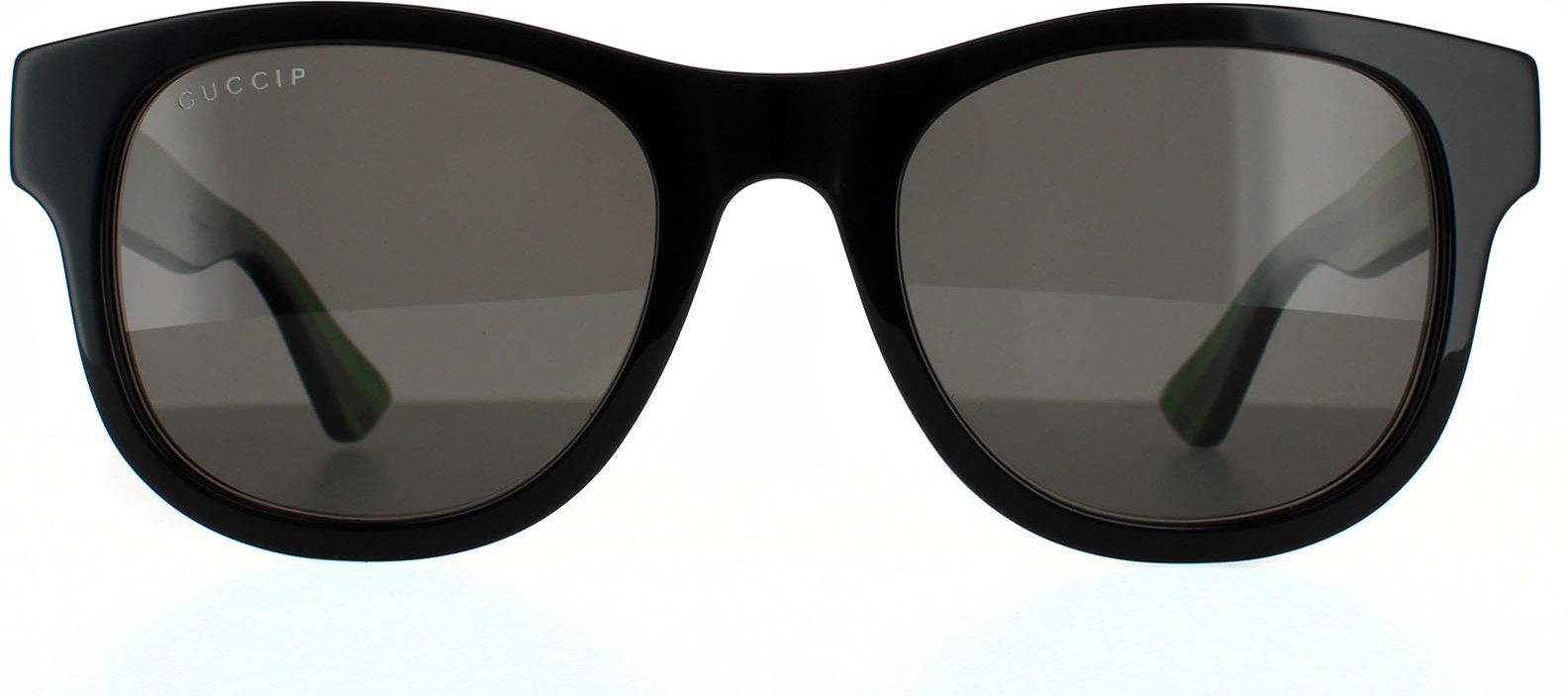 Gucci Rectangle Mens Schwarz Grün Grau Grau Sonnenbrillen