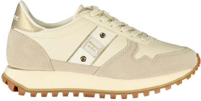 Blauer Beigefarbene Leder Sneakers für Frauen