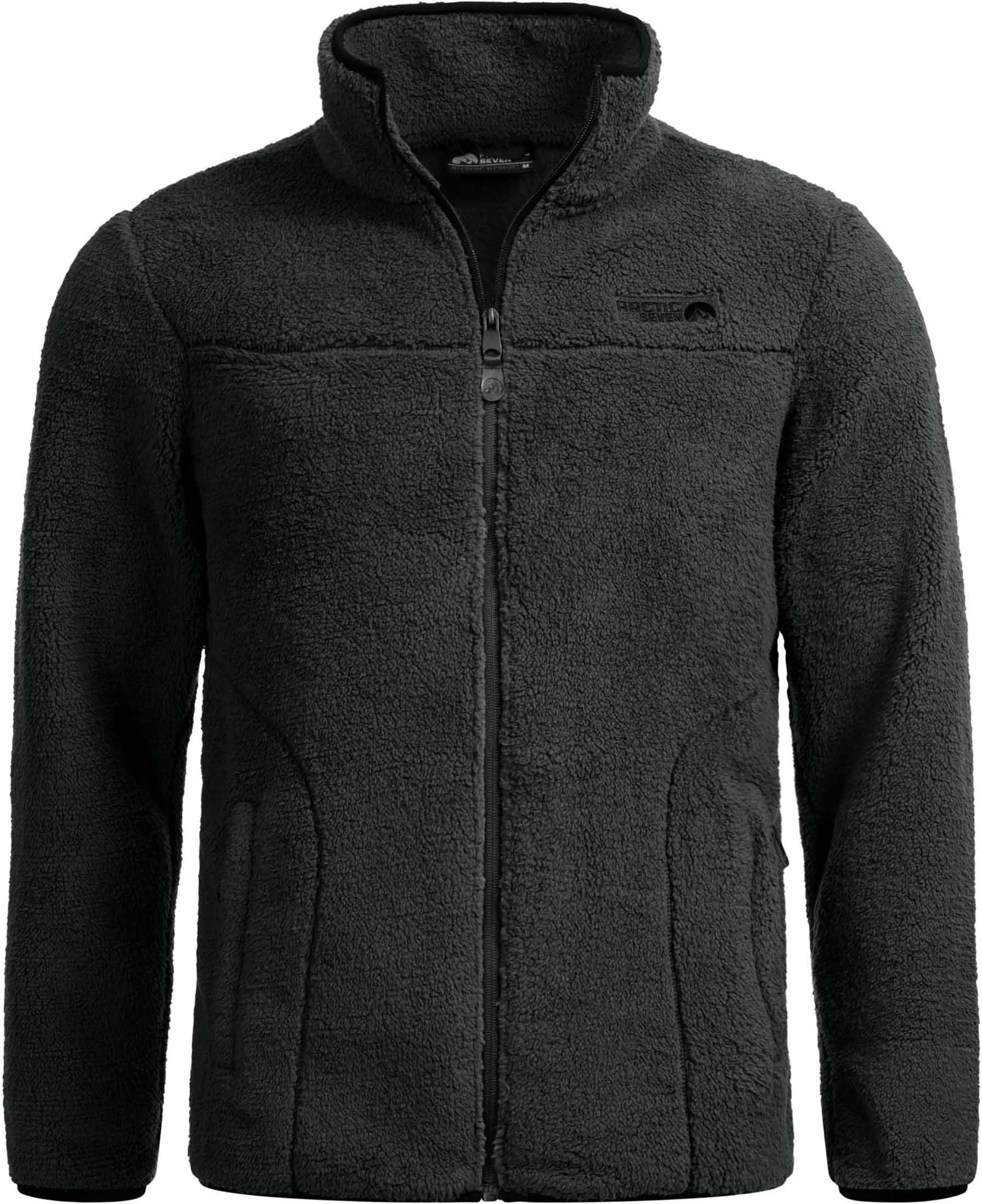 Arctic Seven Herren Sherpa Fleecejacke – Warme Outdoorjacke mit Zipper – Anthrazit