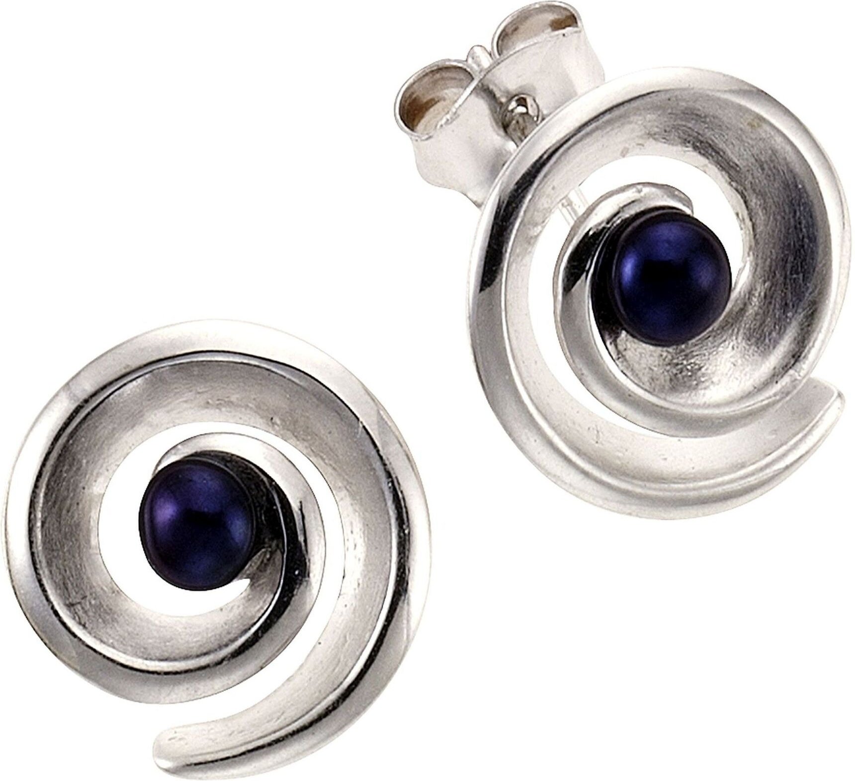 Zeeme Pearls Ohrringe Silber 925 rhodiniert mit 2 schwarzen Perlen