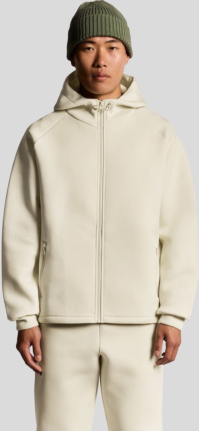 Lyle & Scott Neopren-Kapuzenpullover mit durchgehendem Reißverschluss – Grau