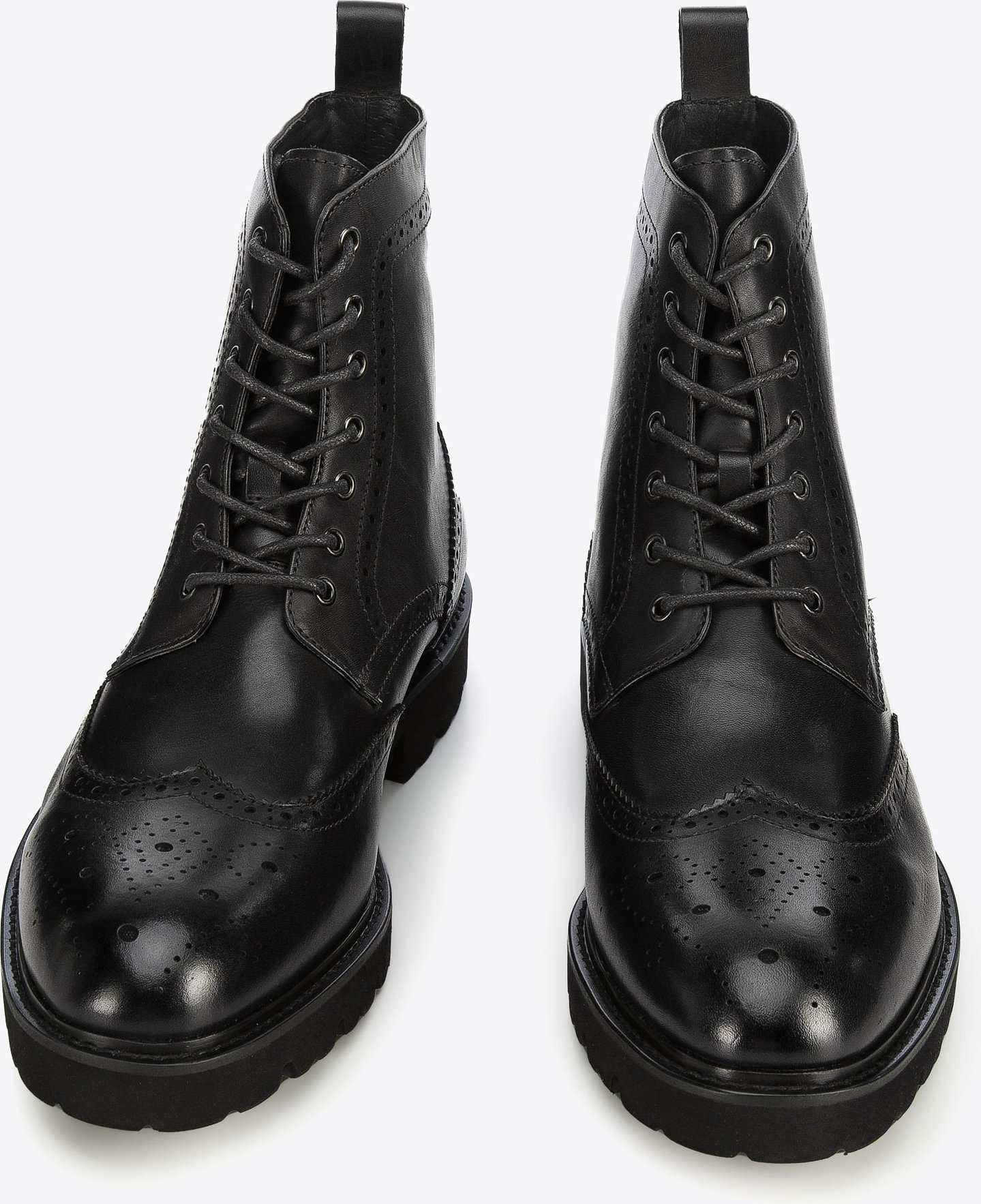 Wittchen Herren-Lederkampfstiefel mit Perforationen, schwarz, Naturleder