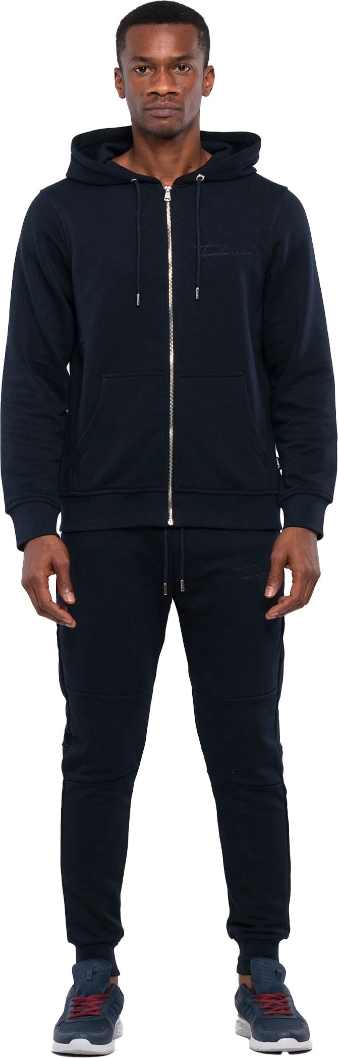 Tom Barron Herren Lässiger Trainingsanzug-Set mit durchgehendem Reißverschluss