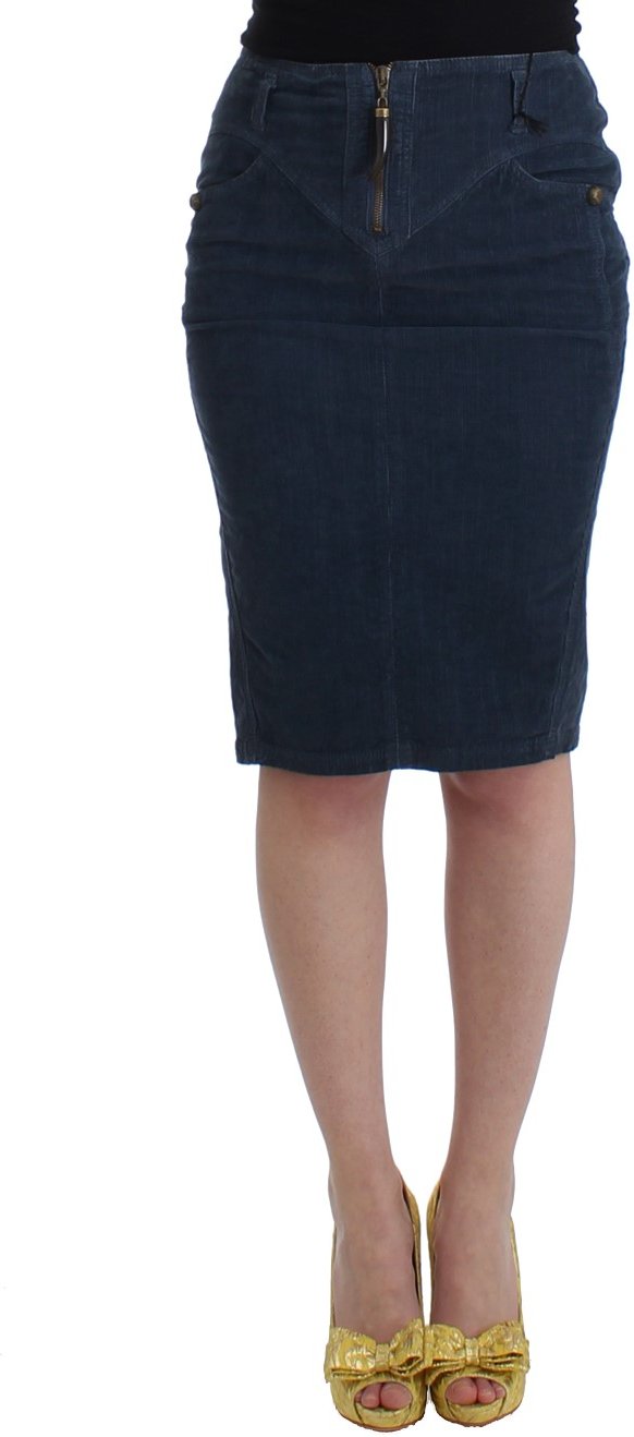 Cavalli Jupe crayon en velours côtelé bleu pour femme