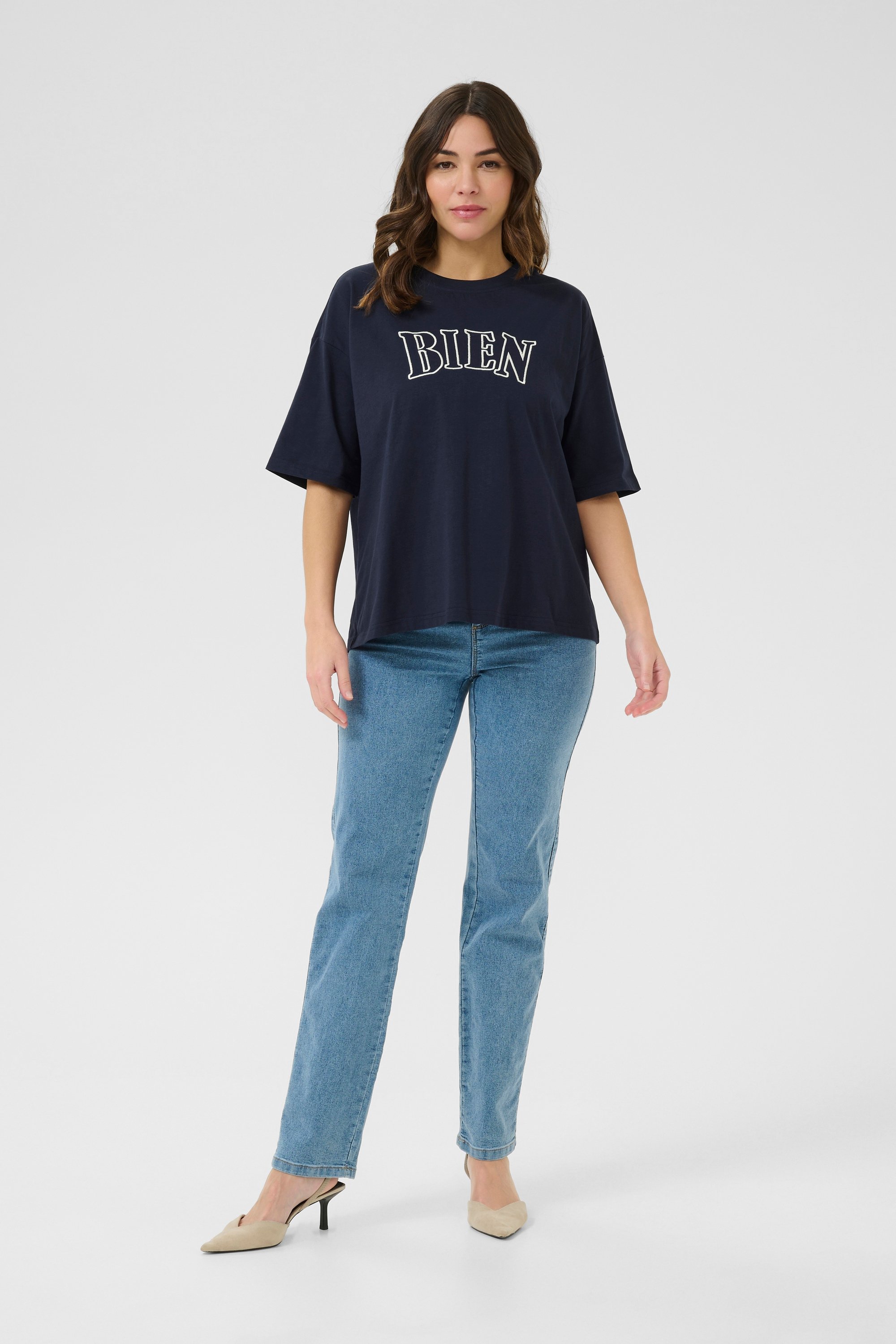 T-shirt Oversize fit Midnight M. W Chalk embroidery marine