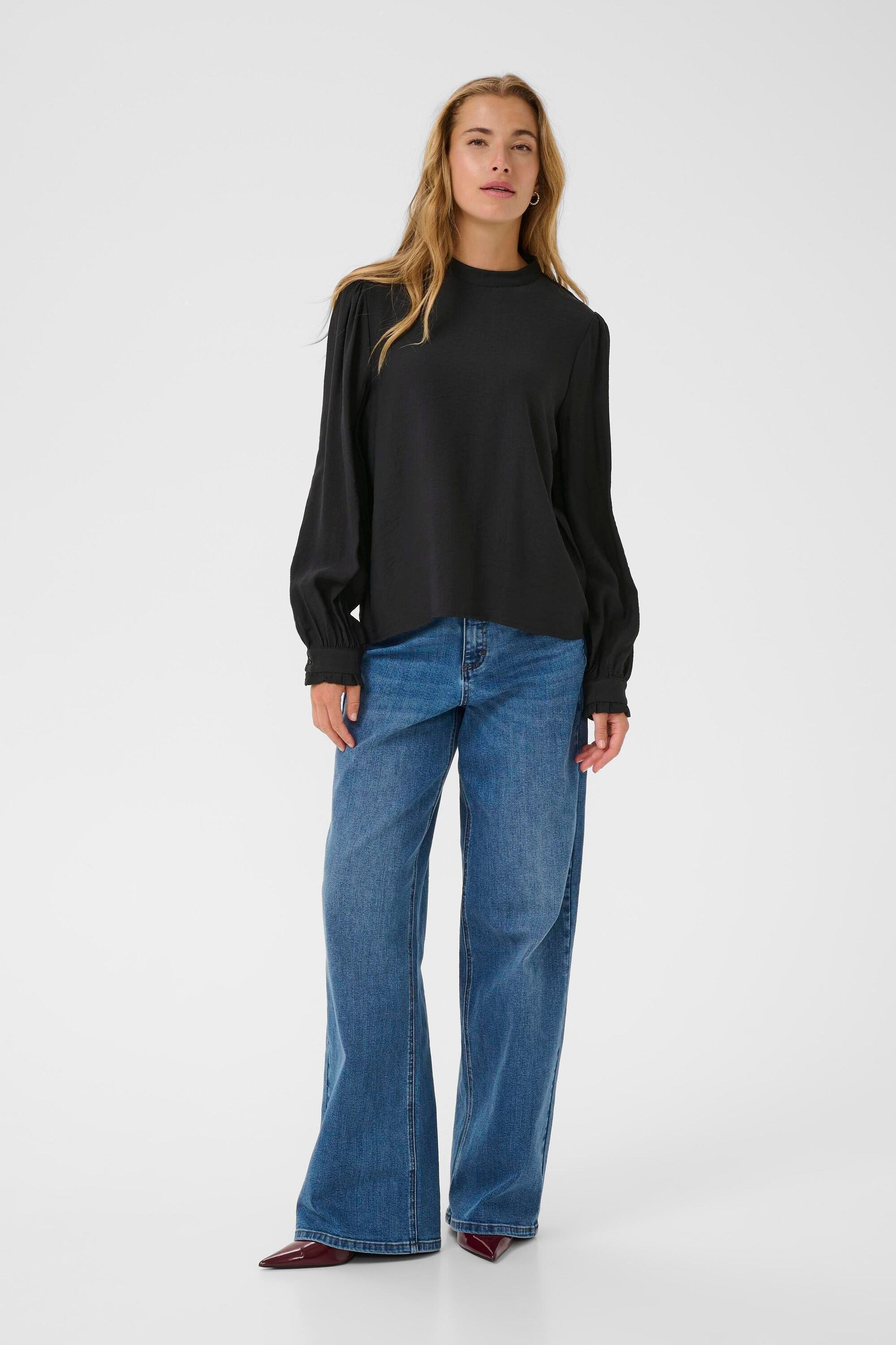 Thumbnail - Langarm-Bluse KArea Regular fit black