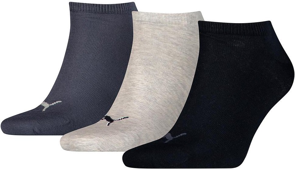 Puma Unisex Sneakersocken für Erwachsene, 3er-Pack (Marineblau/Hellgrau/Schwarz)