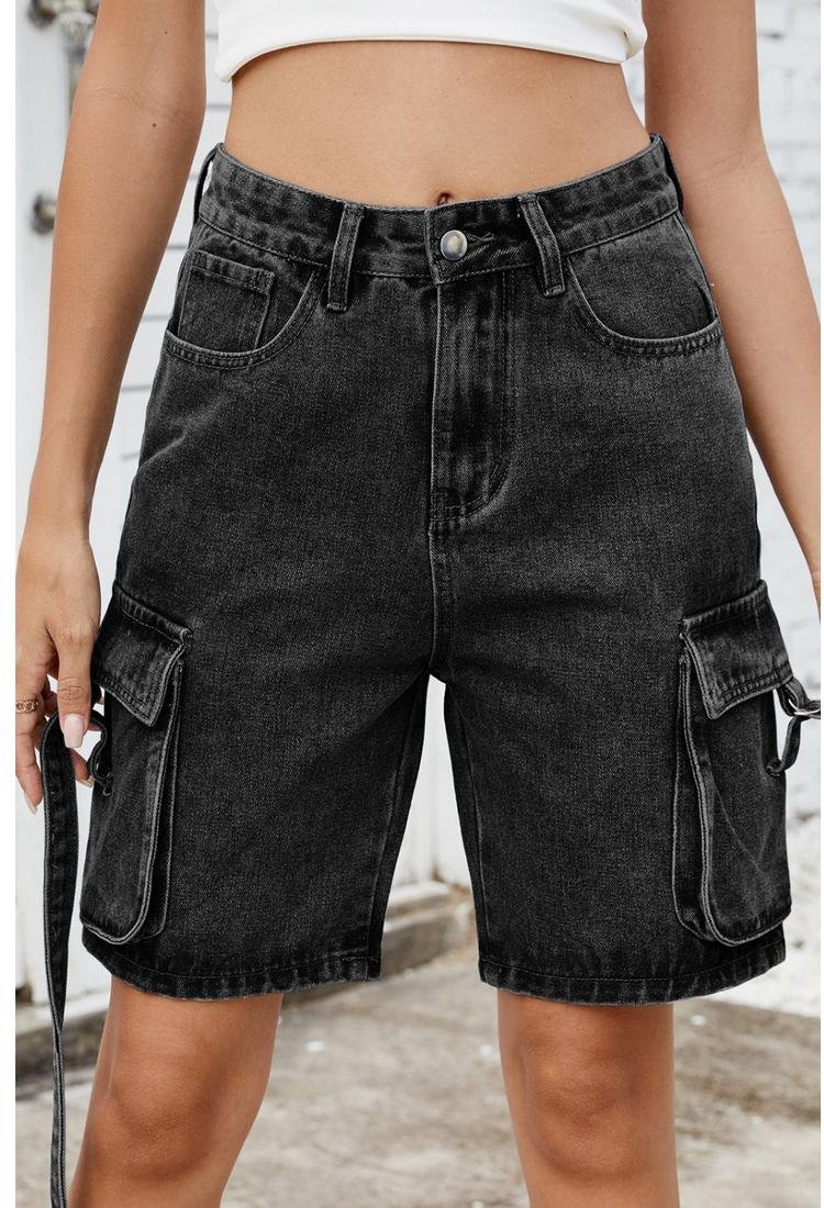 Damen gewaschenen Cargo-Denim-Shorts
