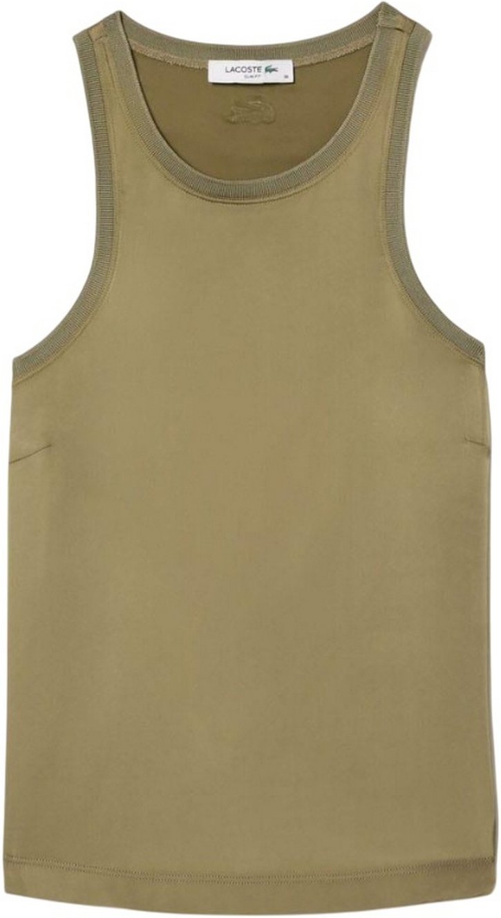 Lacoste - Ärmelloses Oberteil für Damen SatinSchmal (Khakigrün)
