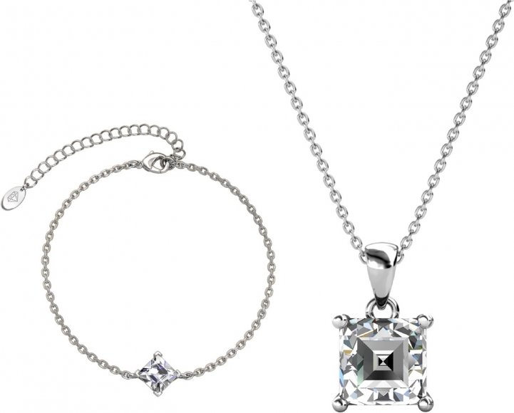 Einfaches quadratisches Calle-Set - Silber und Kristall