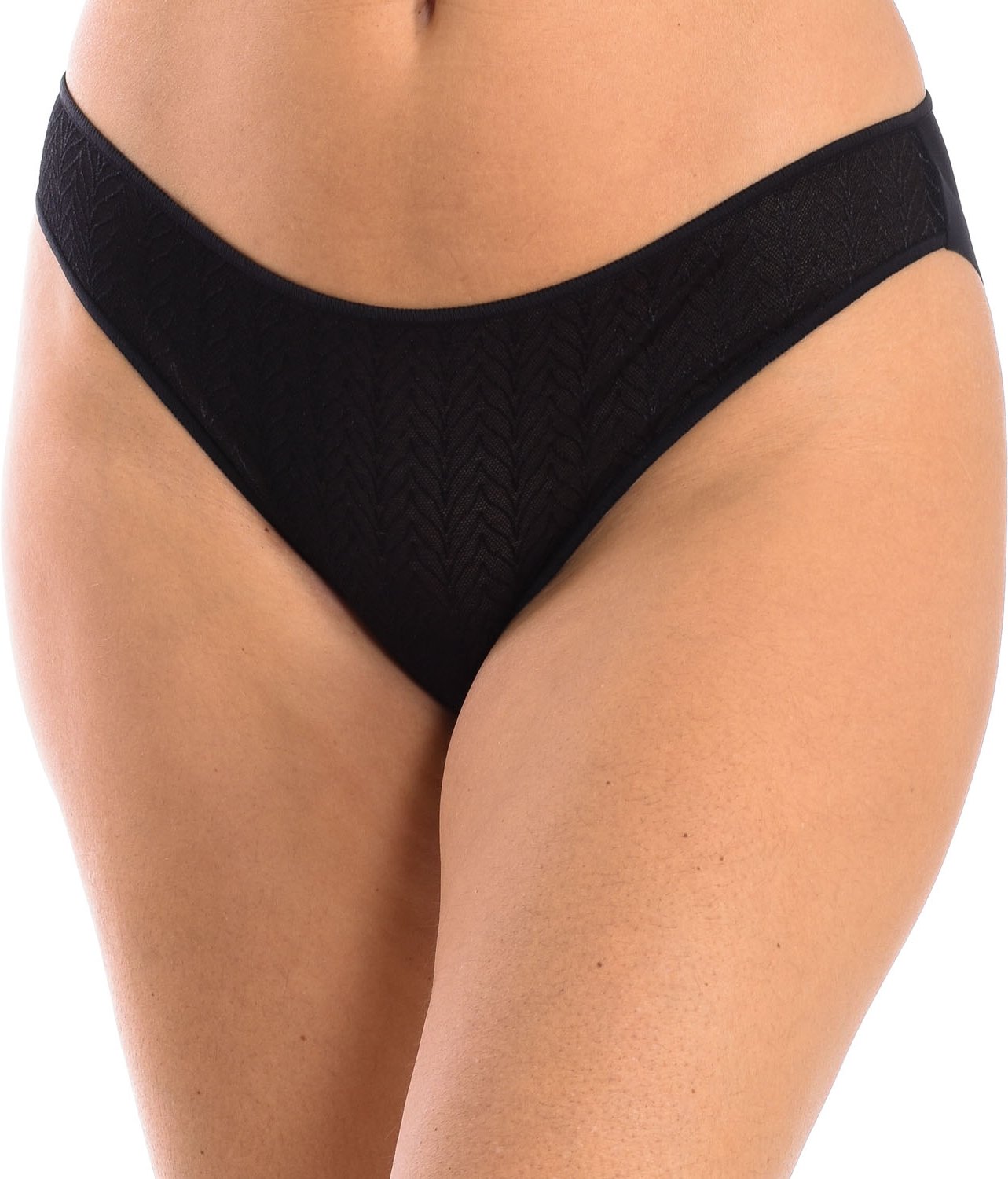 Bikini-Unterteil aus Mikrotüll mit Fischgrätenmuster für Frauen, Modell 3095. Elegant, weich und mit einer perfekten Pas...