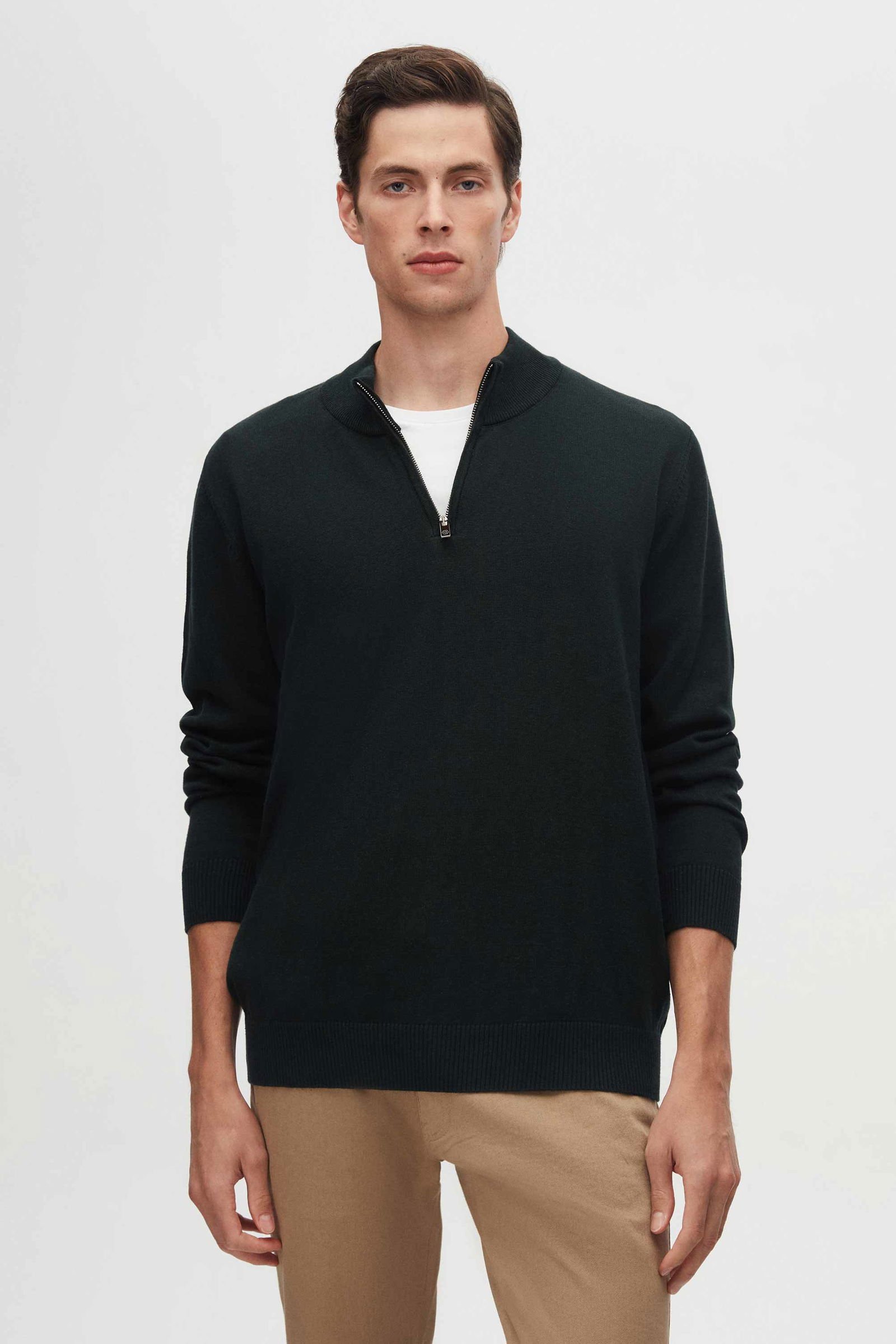 Ds Damat Slim Fit Halb-Zip Strickpullover