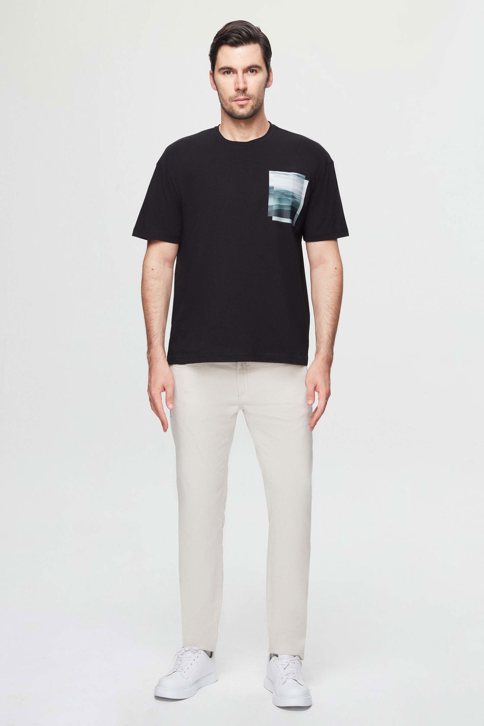 Schwarzes Oversized 100% Baumwoll-T-Shirt