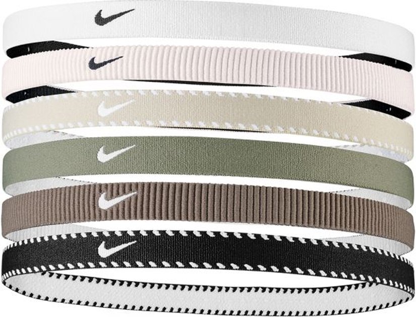 Nike - Stirnband, Flex, Klassisch (6er-Pack) (Weiß/Schwarz/Braun)