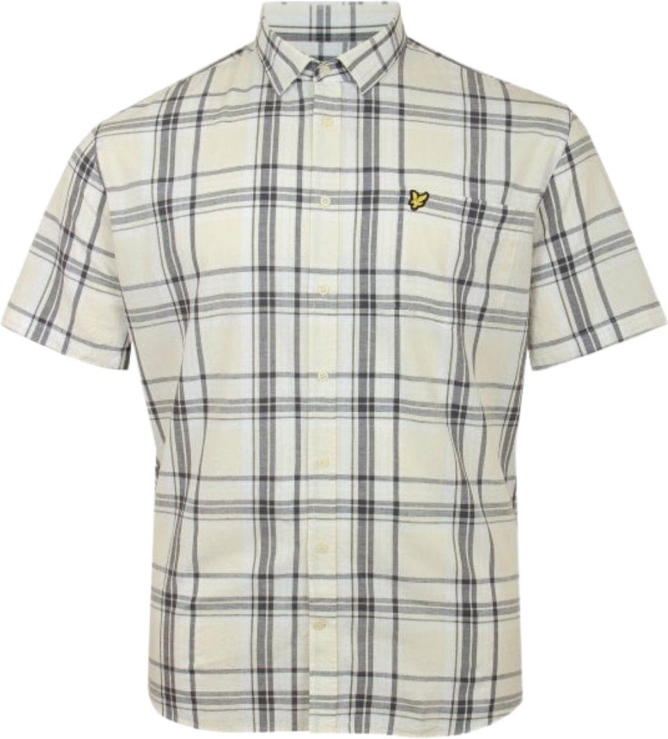Lyle & Scott Leinen-Karo-Kurzarm-Kreidehemd