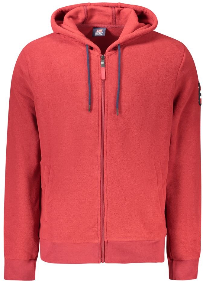 Norwegen 1963 Rotes Polyester Herren Kapuzensweatshirt