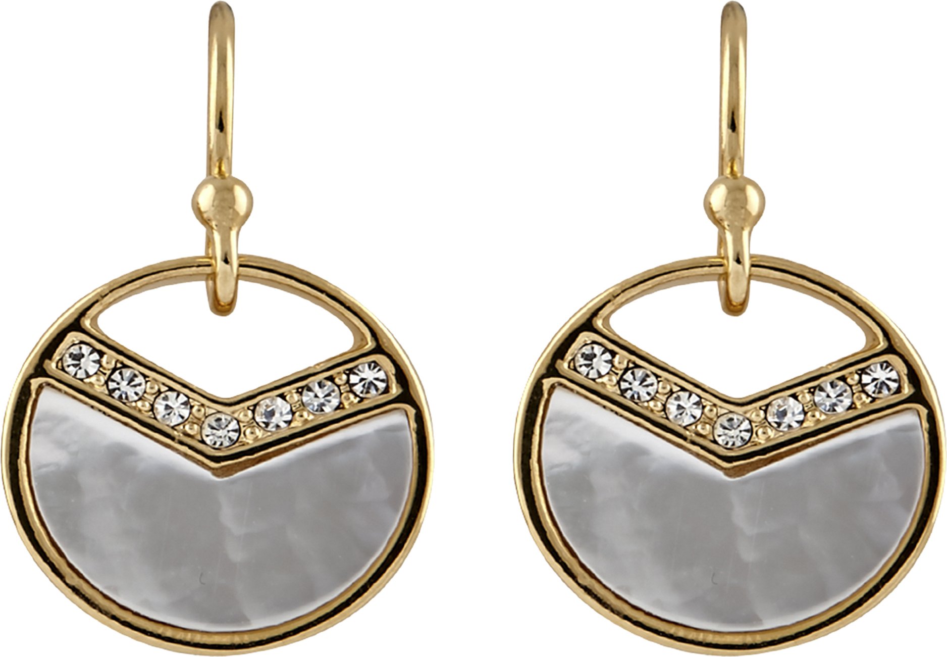 Buckley London Ohrhänger Messing vergoldet mit Kristallen und Perlmutt