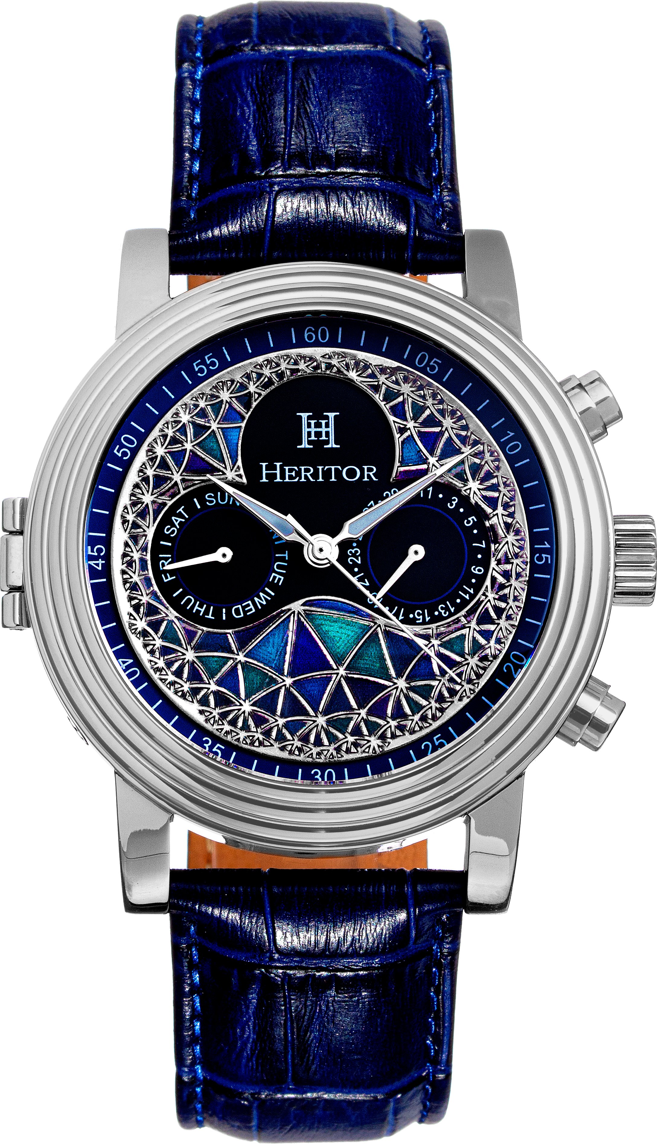 Heritor Automatic Legacy Lederbanduhr mit Tag/Datum