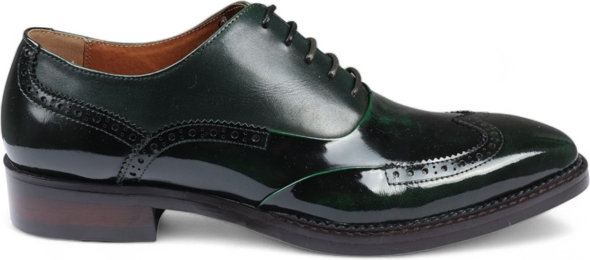 Justin Reess Herren-Brogue-Schuhe aus grünem Lackleder - Harry