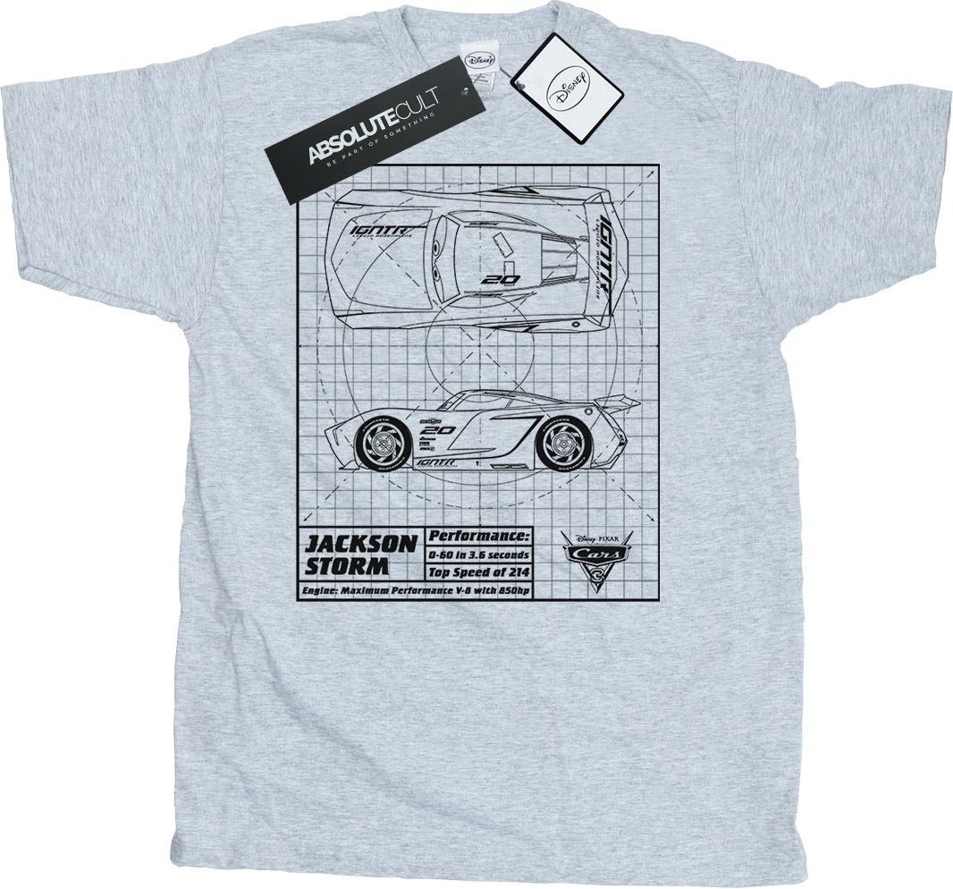 Disney - "Cars Jackson Storm Blueprint" T-Shirt für Herren (Grau)