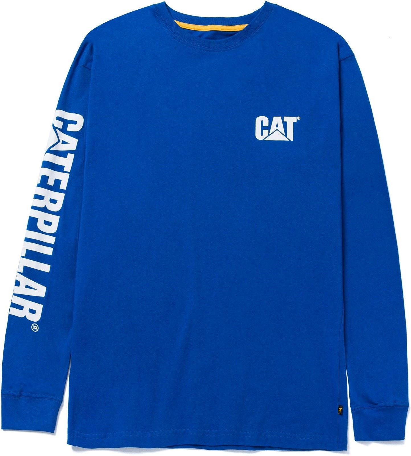 Caterpillar Markenbanner Langarm Baumwoll Herren Blau T-Shirt