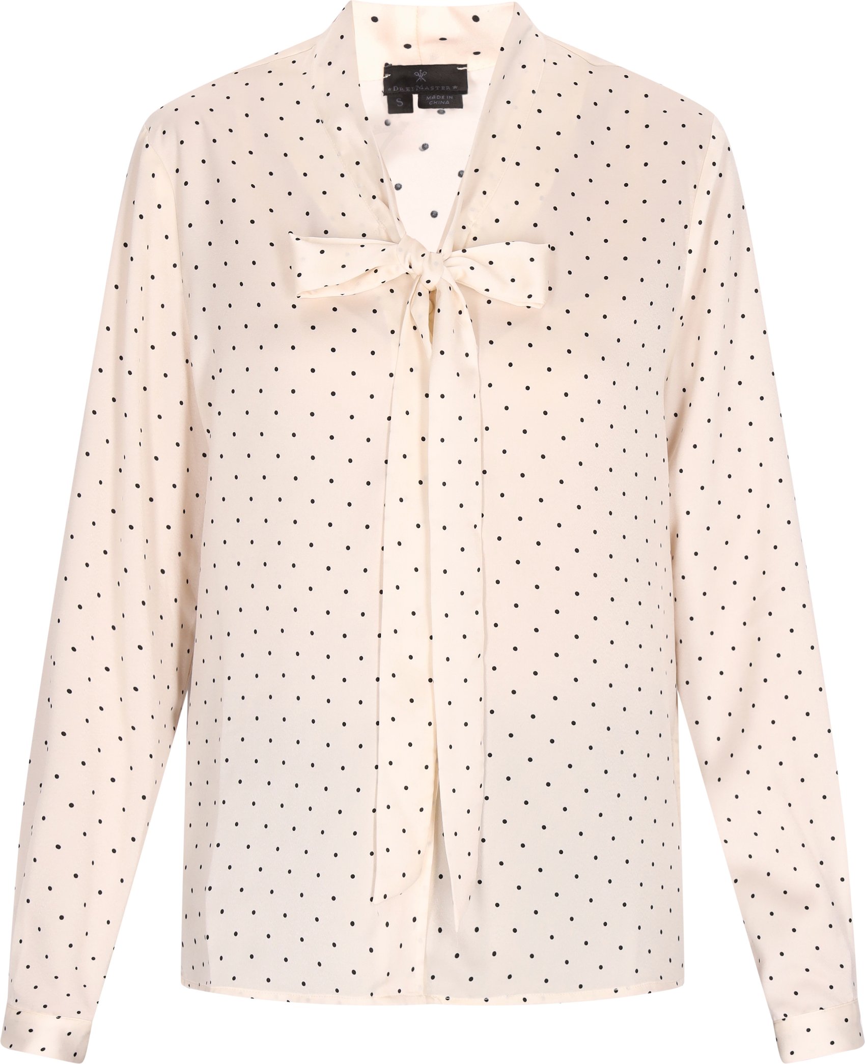 Dreimaster Bluse Damen Wollweiß Gepunktet