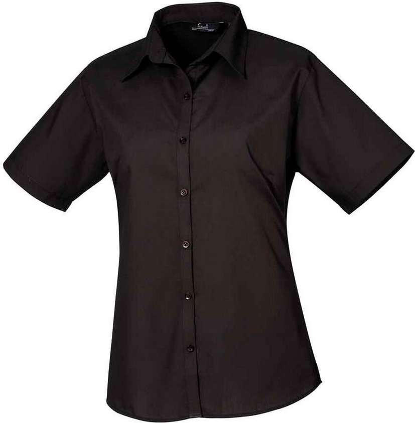 Premier - Bluse für Damen kurzärmlig (Schwarz)