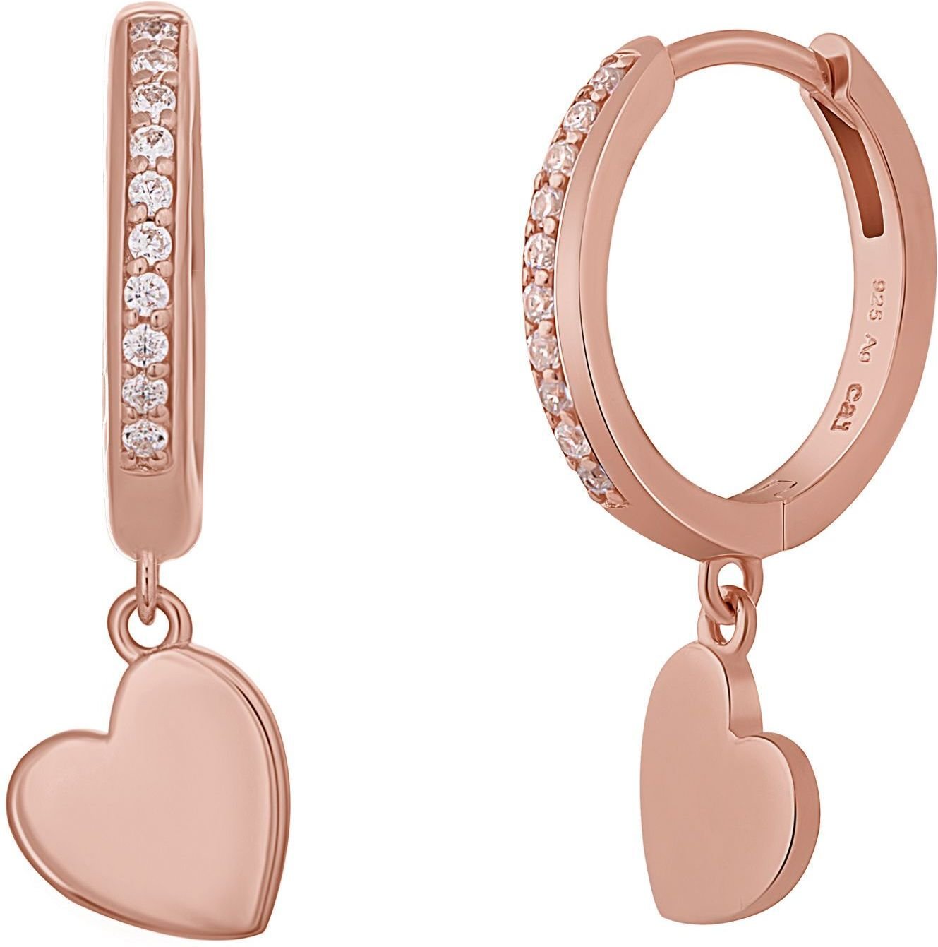 cai Creole 925 Sterling Silber rosé vergoldet Herz Zirkonia