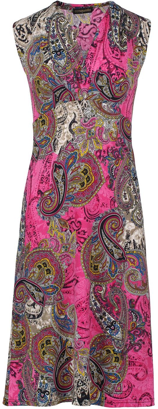 Print Fuchsia Jersey Empire Line Kleid