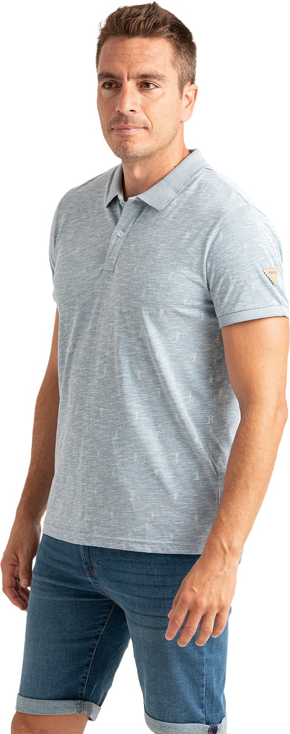 Herren Poloshirt mit Kurzarm und Flammenstruktur und Print PRI2645