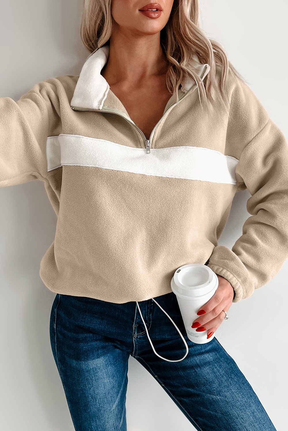 Color-Block-Pullover Sweatshirt