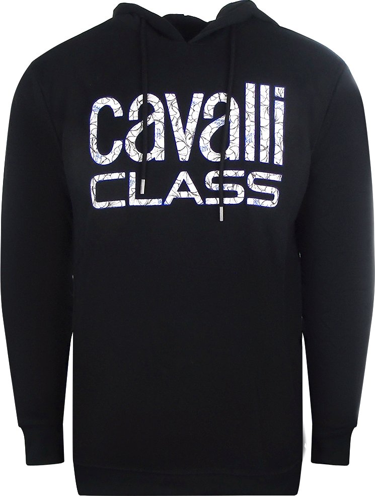 Thumbnail - Schwarzer Cavalli Class Kapuzenpullover mit Blumenlogo