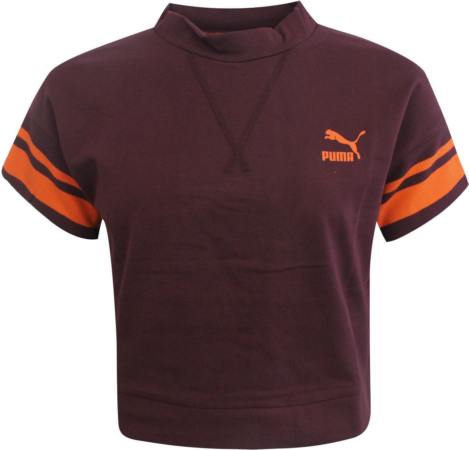 Puma Tipping T Short Sleeve Winetasting Crew Hals Womens Crop Top 575481 94 RW42