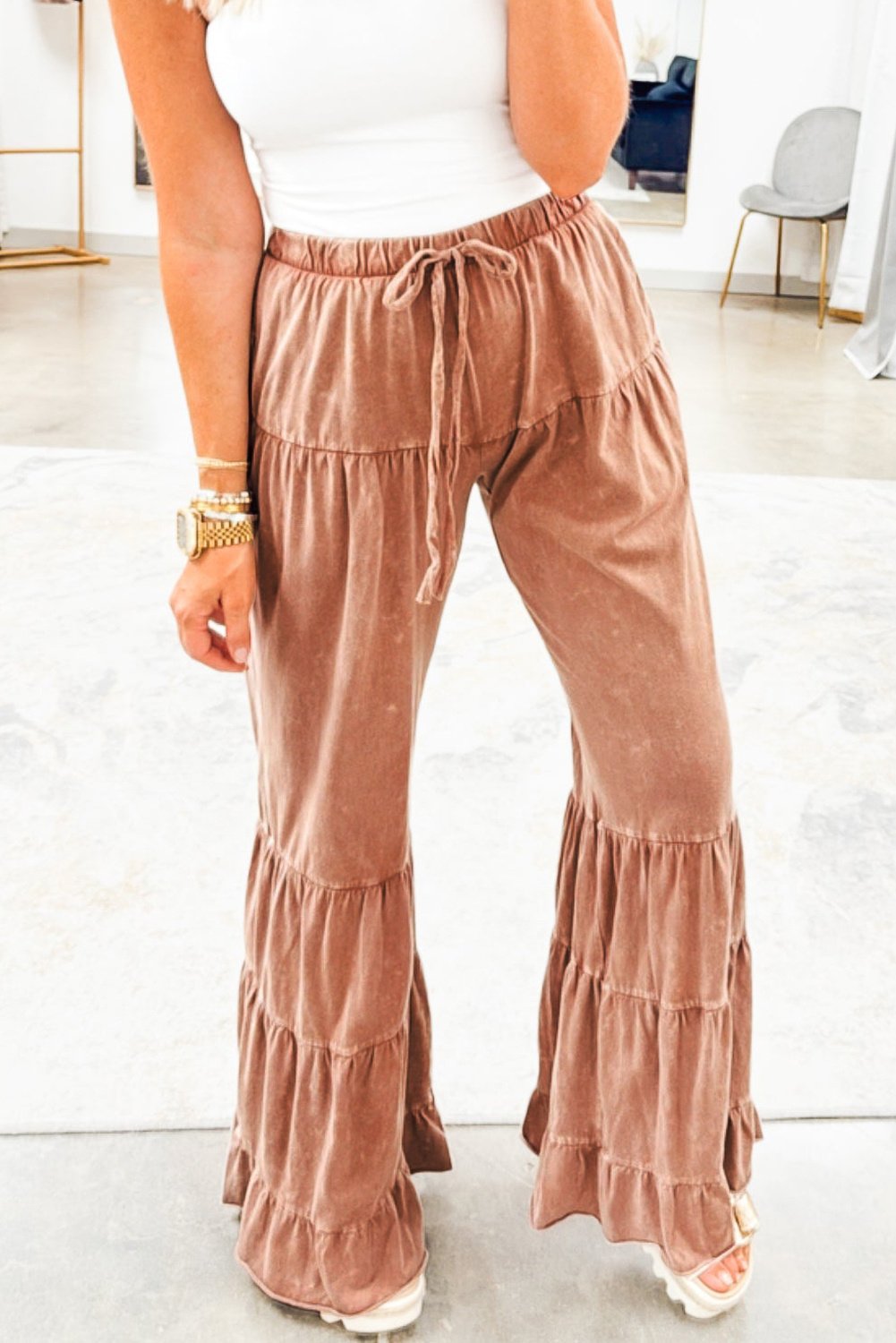 Gestufte Rüschentaschenhose