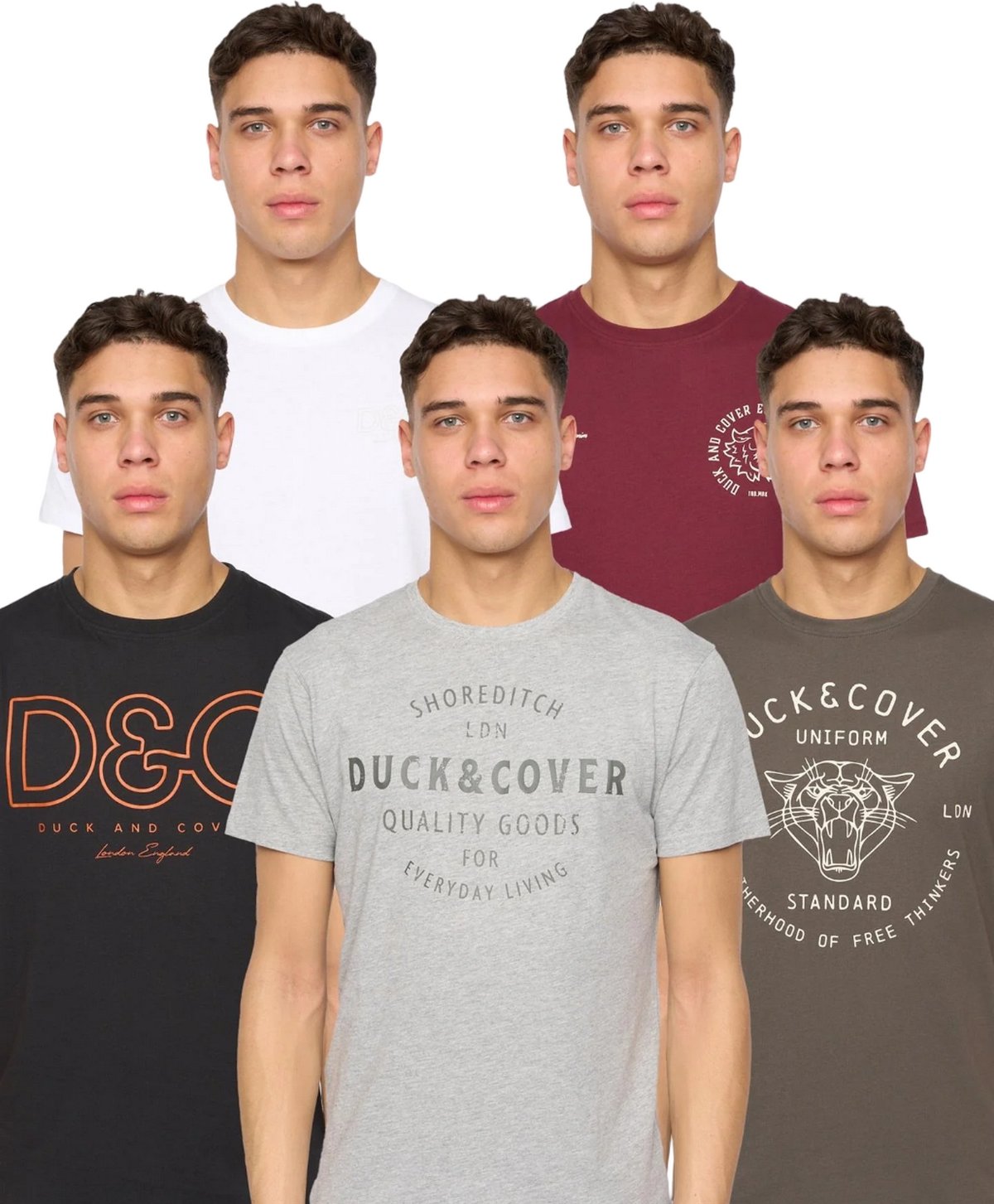 Duck and Cover - "Corsure" T-Shirt für Herren(5er-Pack) (Bunt)