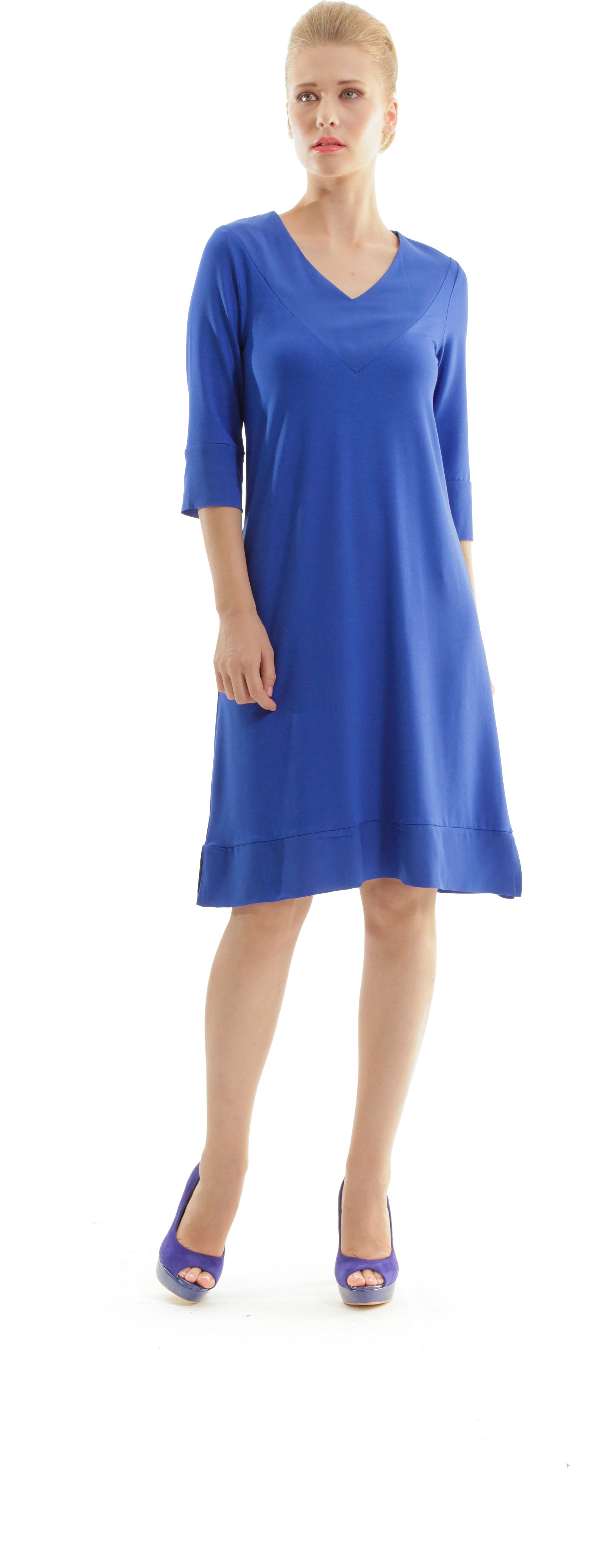 A-Linie V-Ausschnitt Kleid