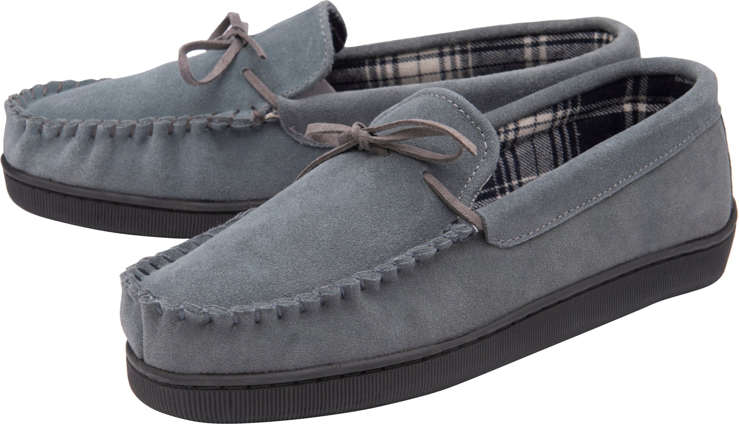 DUNLOP - Herren Hausschuhe aus echtem Wildleder mit Fleece gefüttert (12, Grau)
