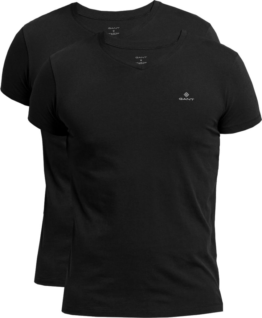 Thumbnail - Lot 2 t-shirts col V Gant Pour Homme en Noir