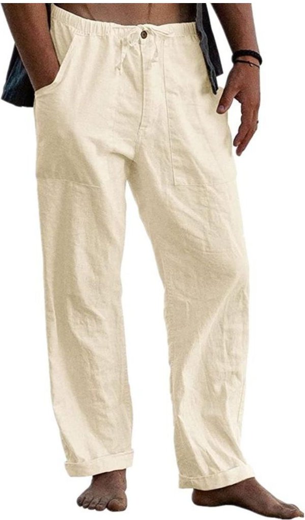 Thumbnail - Loose Fit Plus Size Hose mit Flachs-Baumwoll-Mischung
