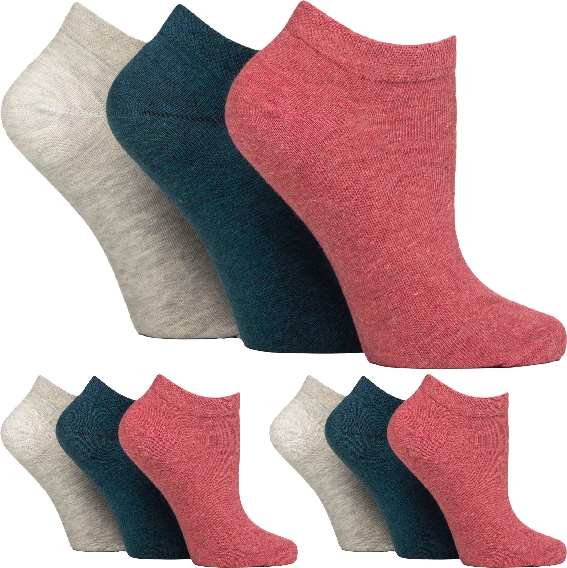 9 Paar Damen Diabetes Trainer Socken | Knöchelsocken für geschwollene Füße