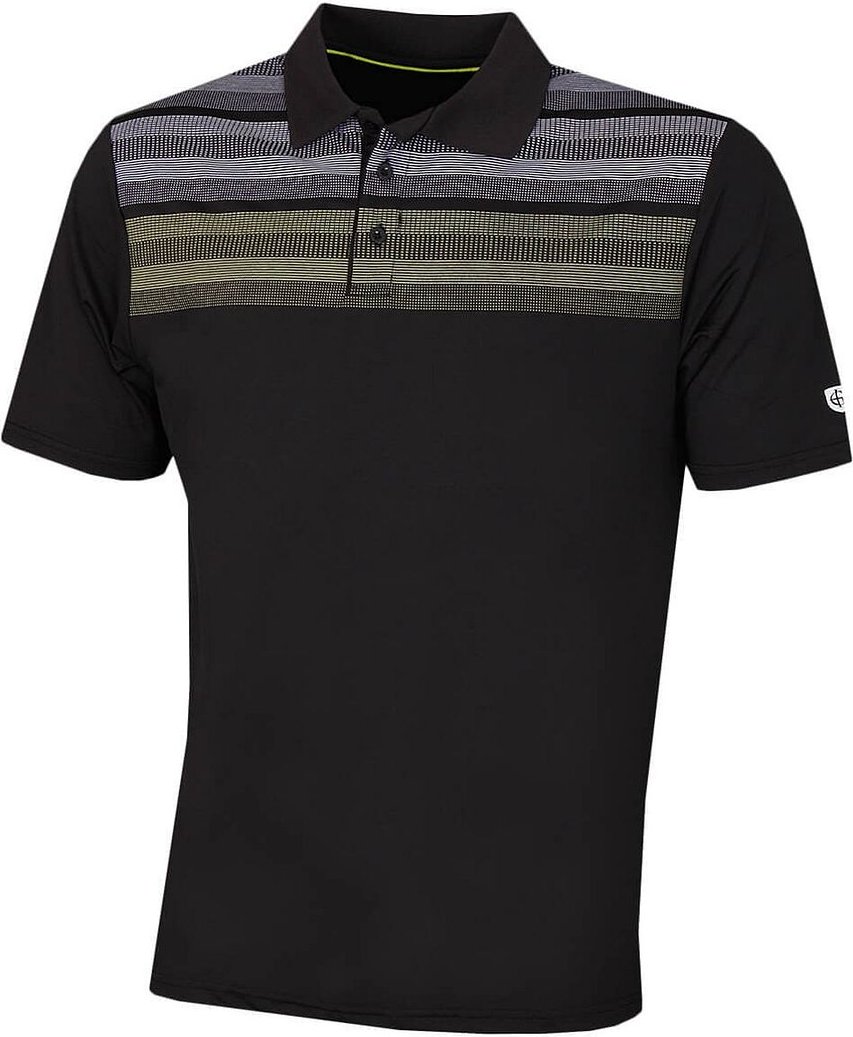 Insel Green Matrix Print Mens Black Golf Polo Shirt