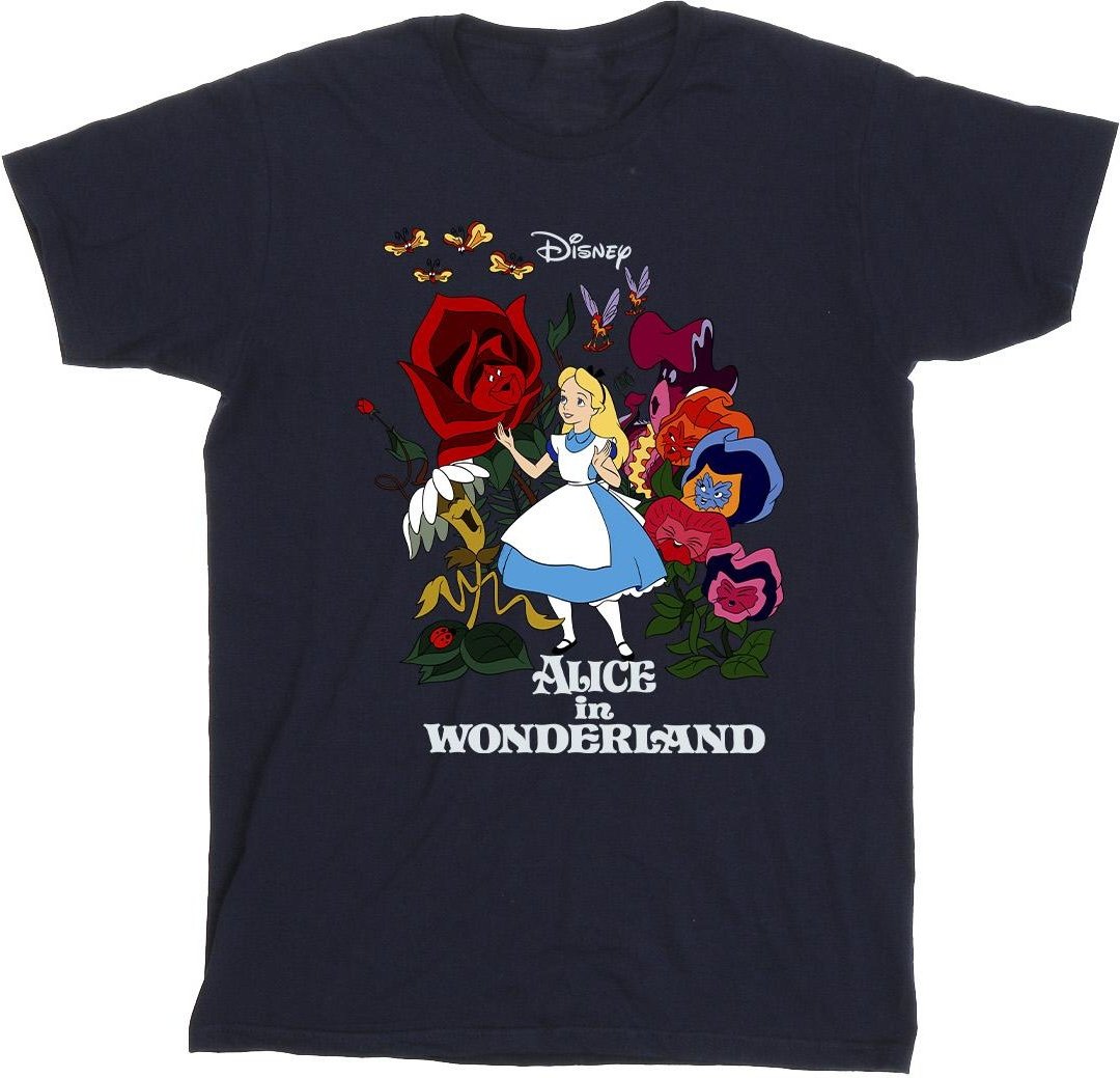 Disney - "Alice In Wonderland Flowers" T-Shirt für Herren (Marineblau)