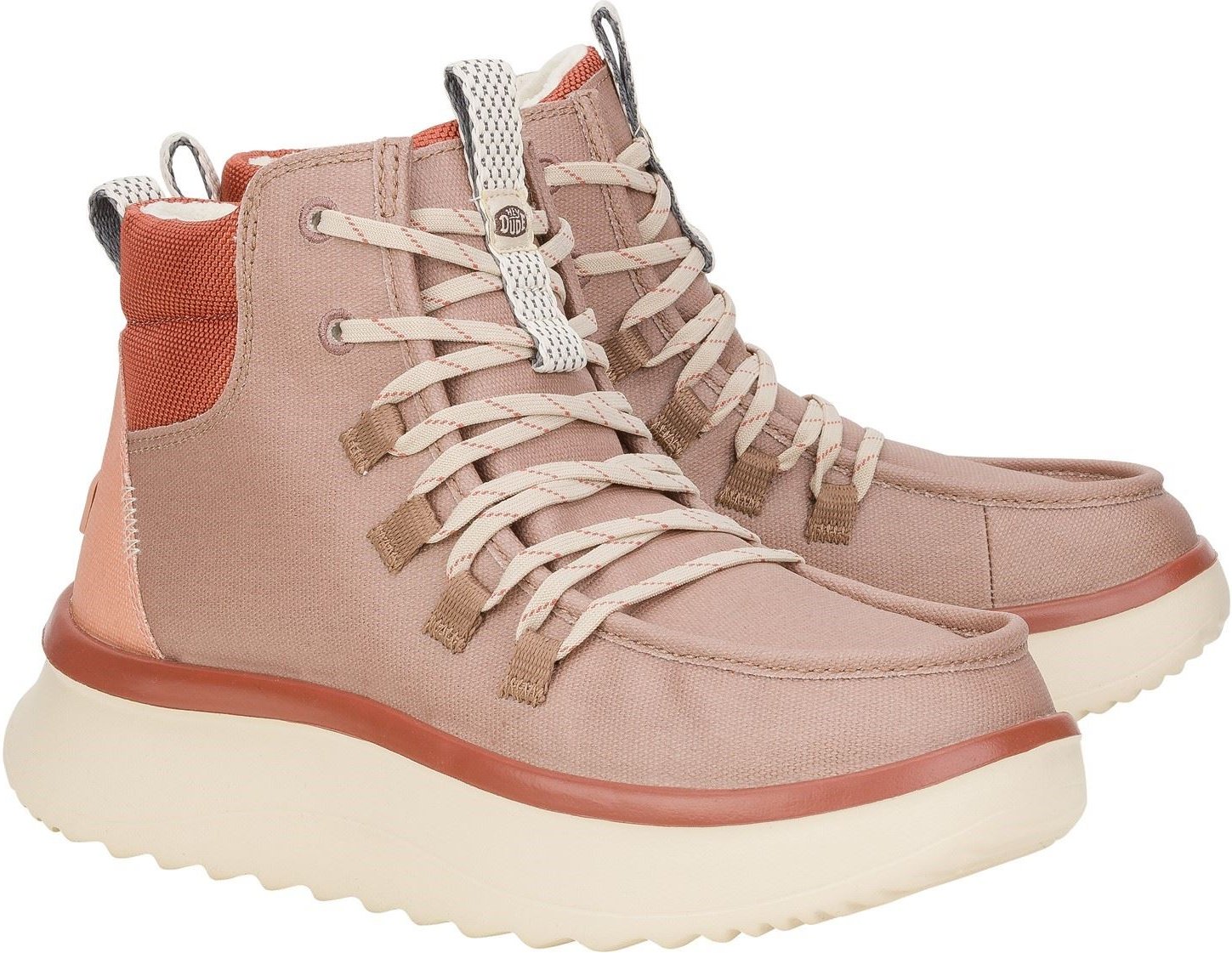 HEYDUDE Wendy Peak Apres PU beschichtetes Segeltuch Damen Wüste braun Stiefel